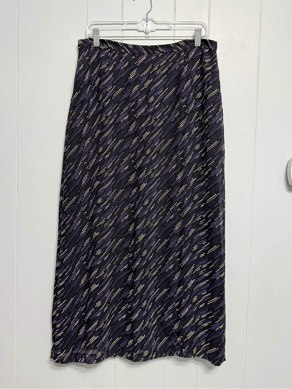 Casual Corner Black Maxi Skirt with Purple and Cream Dashes